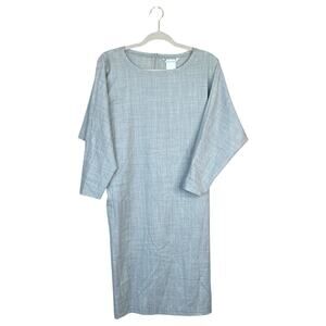 MAX MARA Wool Dress Gray Minimalist Half Sleeve Lightweight Shift Size 6